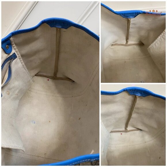 Authentic GUCCI Brown/Blue GG Coated Canvas Joy Medium Tote Bag - Picture 9 of 13